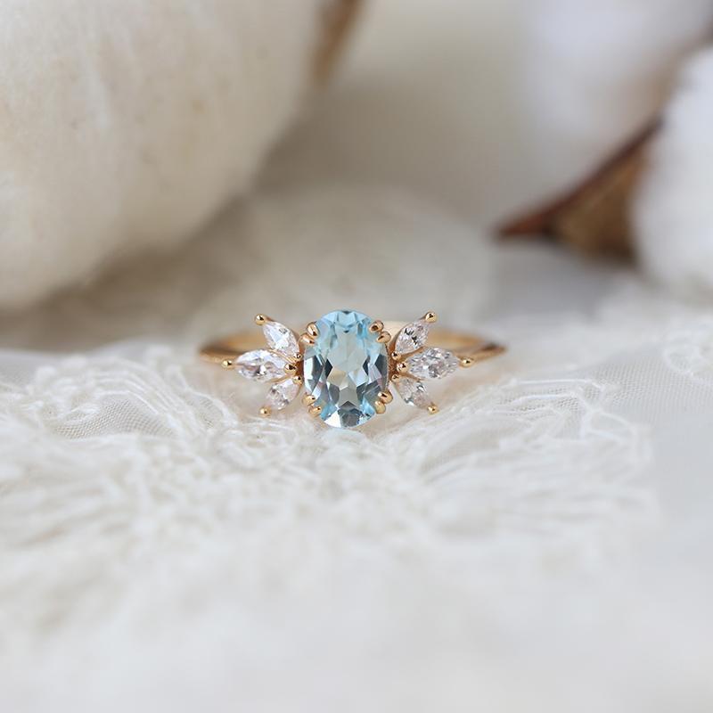 Anti-Sky Blue Topaz Ring For Women