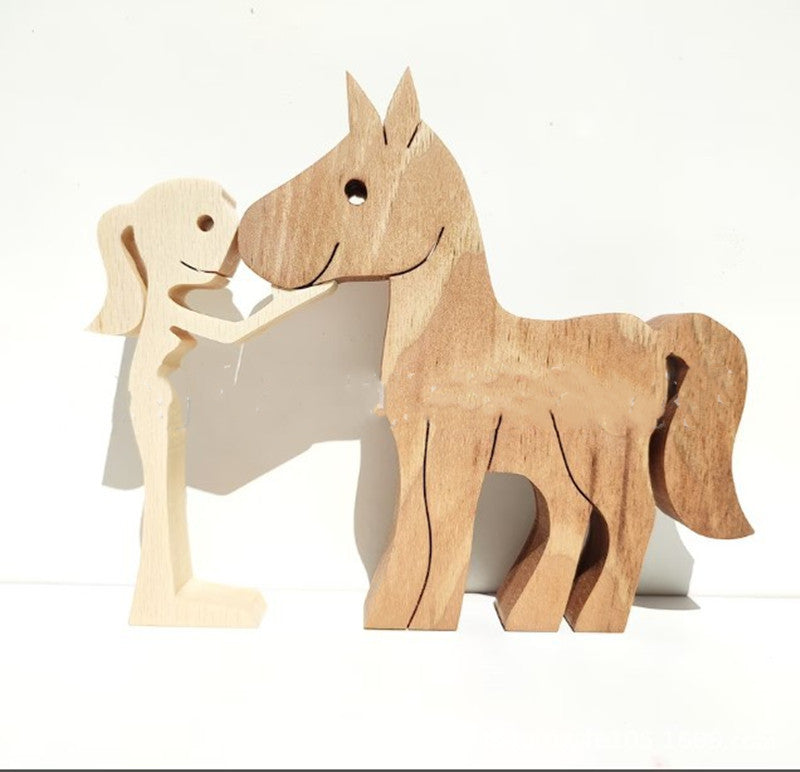 Figurine de chien en bois à faire soi-même, Sculpture de décoration de maison, un homme et un chien, Sculpture en bois, cadeaux de noël, modèle de décoration