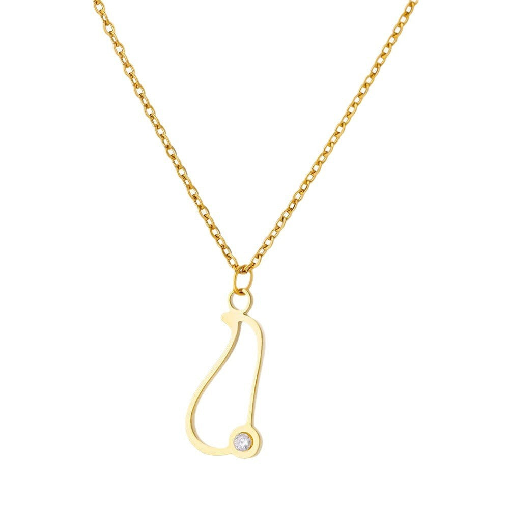 Collier avec pendentif en forme de lettre creuse Simple pour filles, ornement en acier inoxydable