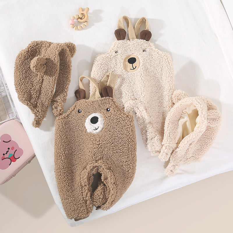 Combinaison bébé automne et hiver, vêtements en velours pour bébé, bretelles ours