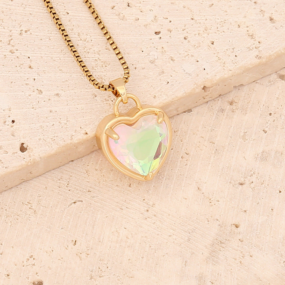 Collar De Corazón Degradado Multicolor De Moda