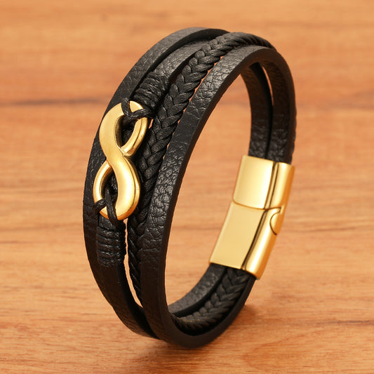 Digital 8 Multi-layer Leather Bracelet Men's Bracelet Leather Rope