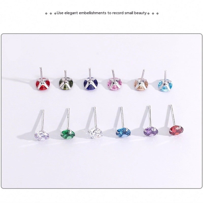 Boucles d'oreilles classiques à quatre griffes en argent sterling S925