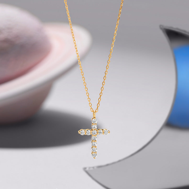 925 Sterling Silver Cross Item Full Diamond Necklace
