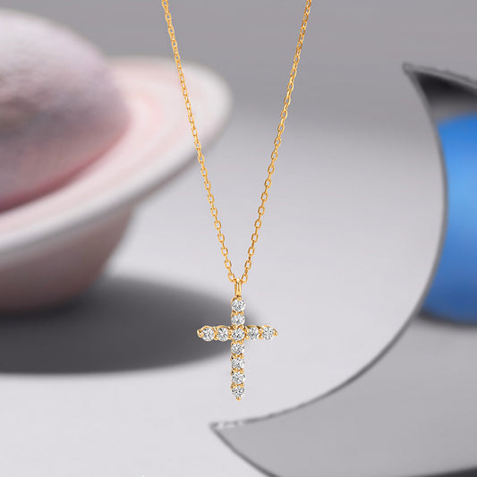 925 Sterling Silver Cross Item Full Diamond Necklace