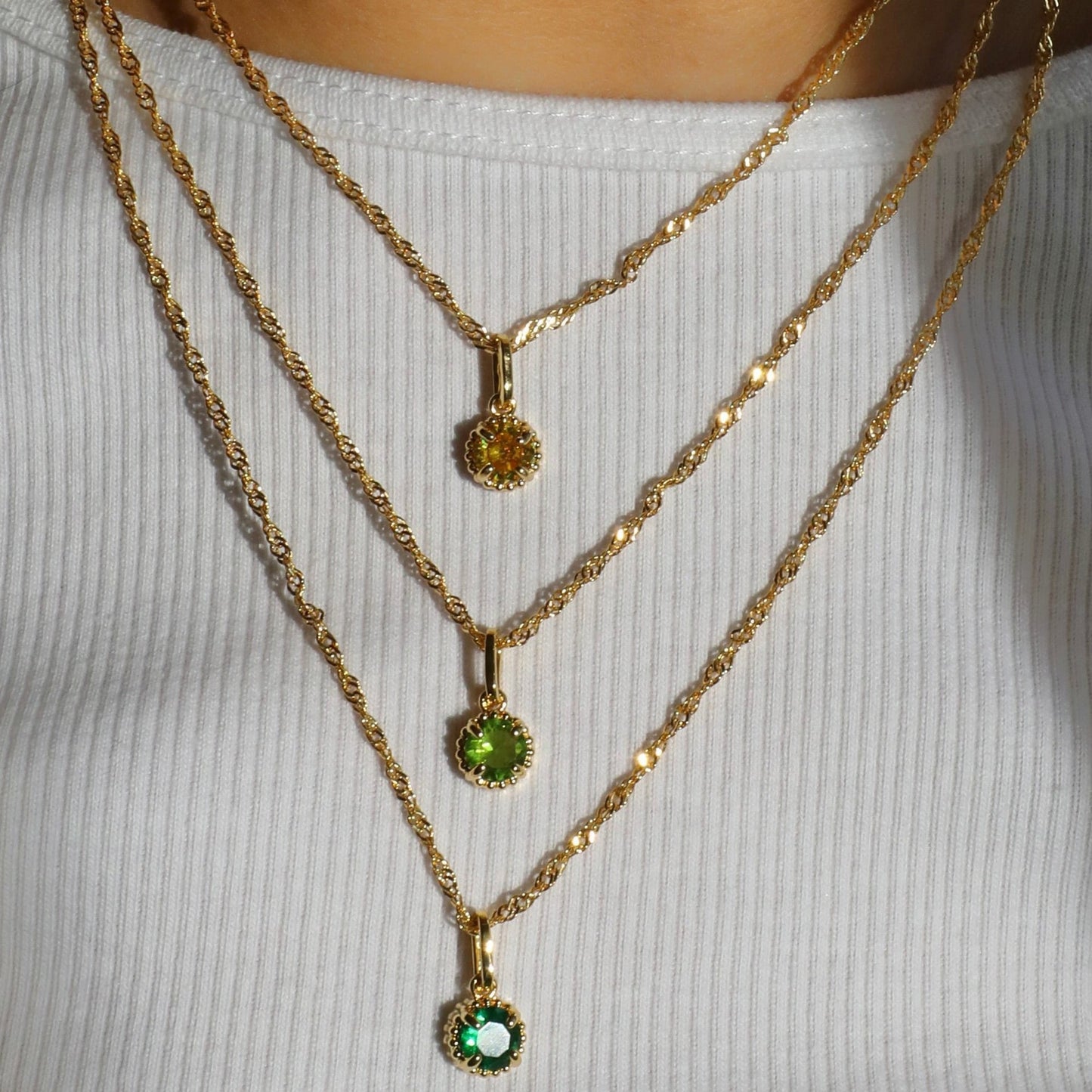 Collier rond en acier inoxydable avec pierre d'anniversaire de décembre