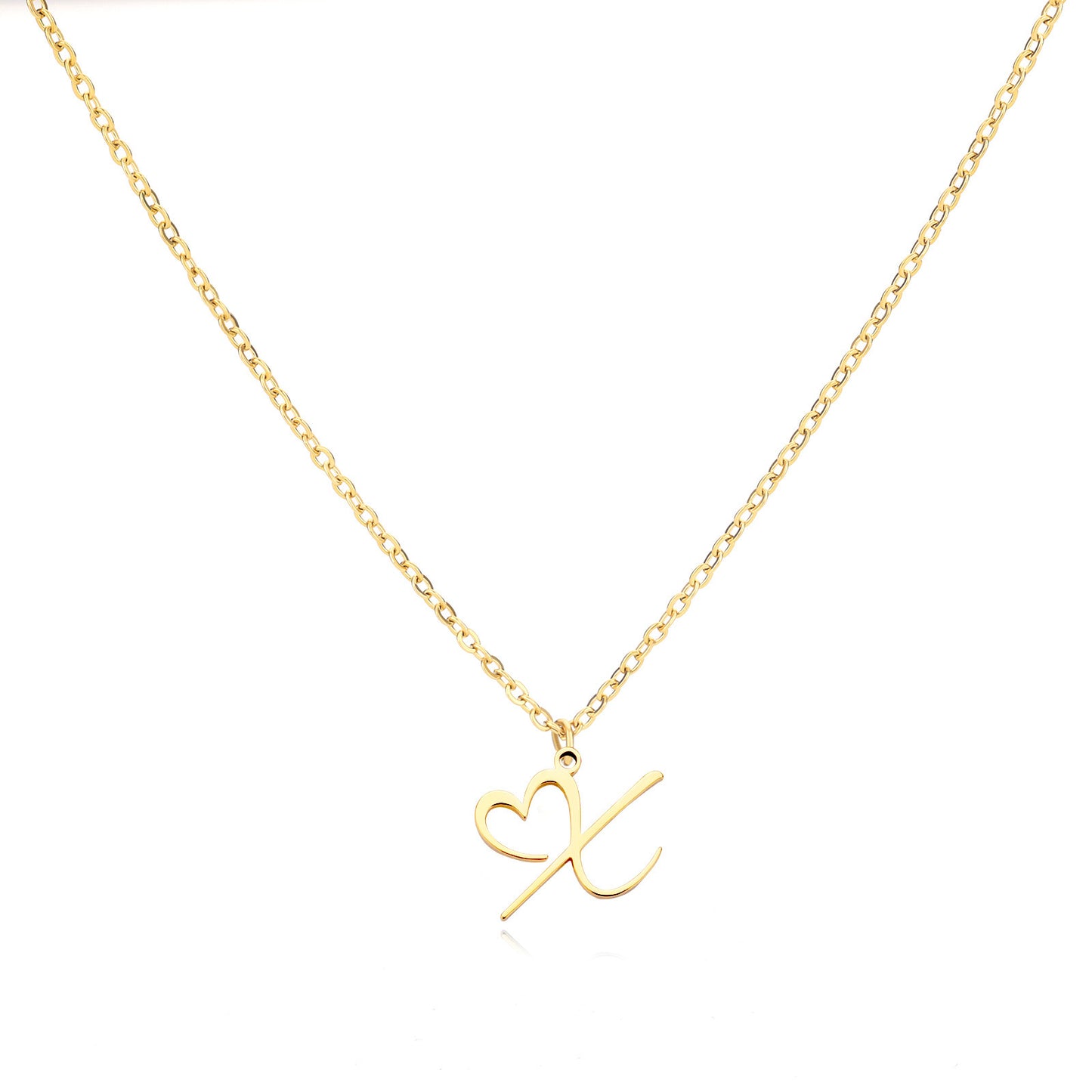 Collier créatif en acier inoxydable avec pendentif lettre cœur Simple pour femmes