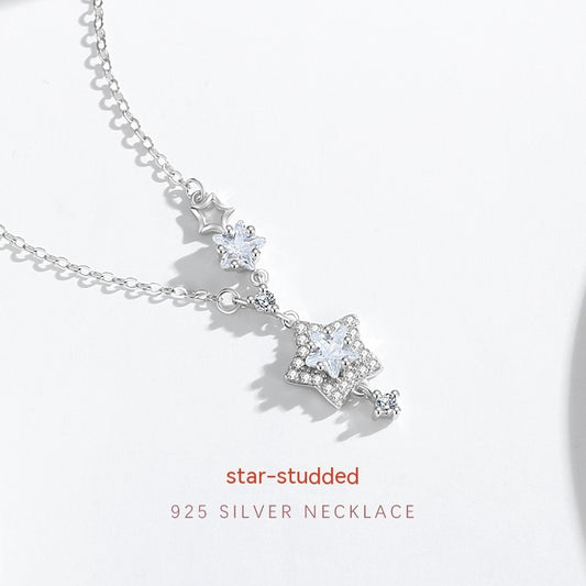 Sterling Silver 925 Necklace Women's Simple Non-mainstream Style Zircon Clavicle Chain