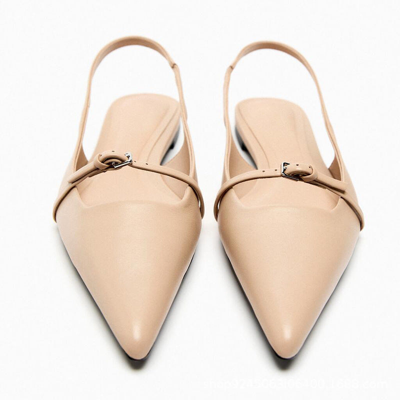 Women's Fashion Pointed Toe Toe Cap Strap Empty French Sandals