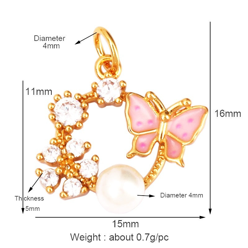 Pure Copper Micro-inlaid Color Flower Zircon Hollow Glossy Flower Listing