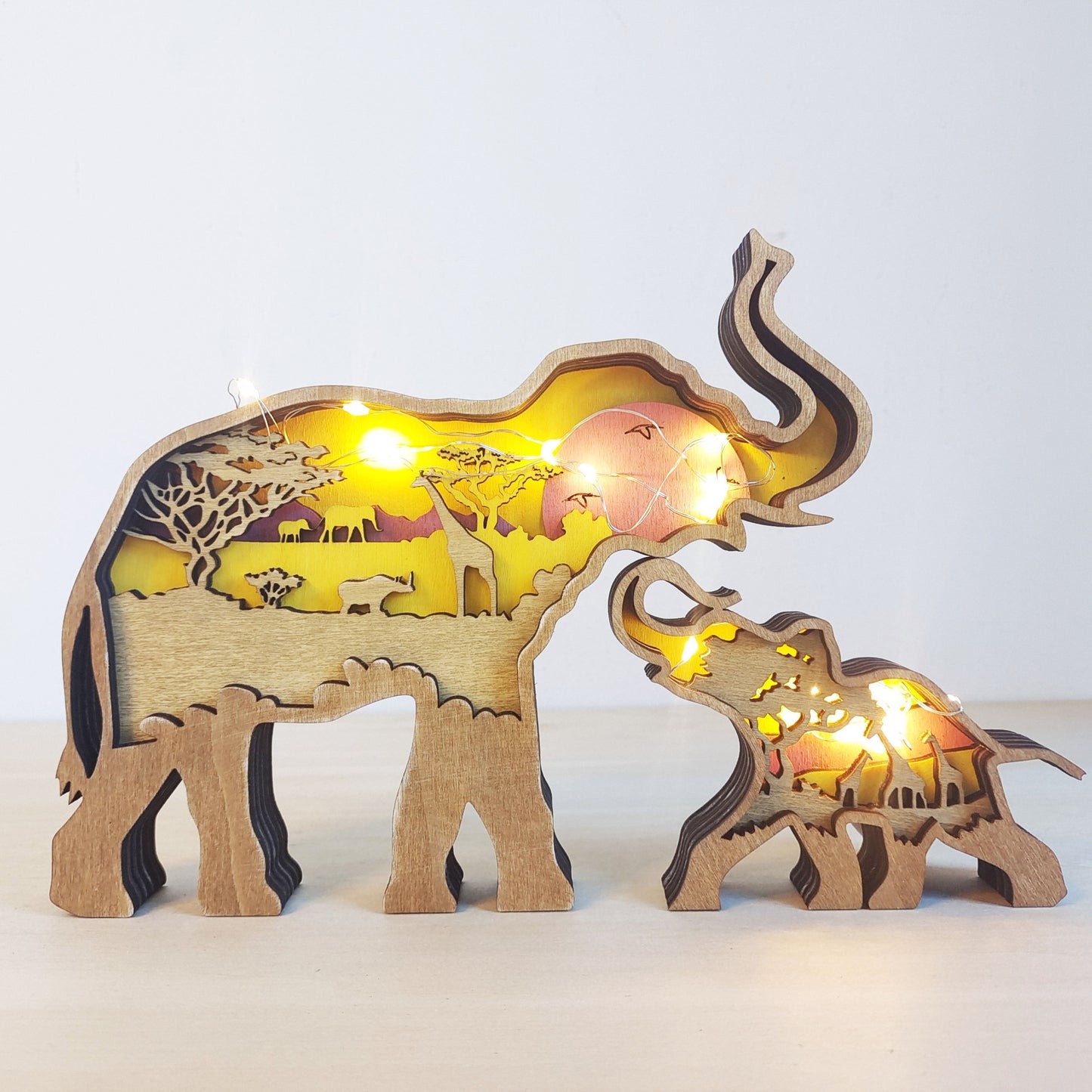 Décoration de noël en bois, Sculpture d'animaux, cadeau artisanal, Sculpture murale suspendue, ours, cerf, élan, décor artistique, ornements du nouvel an