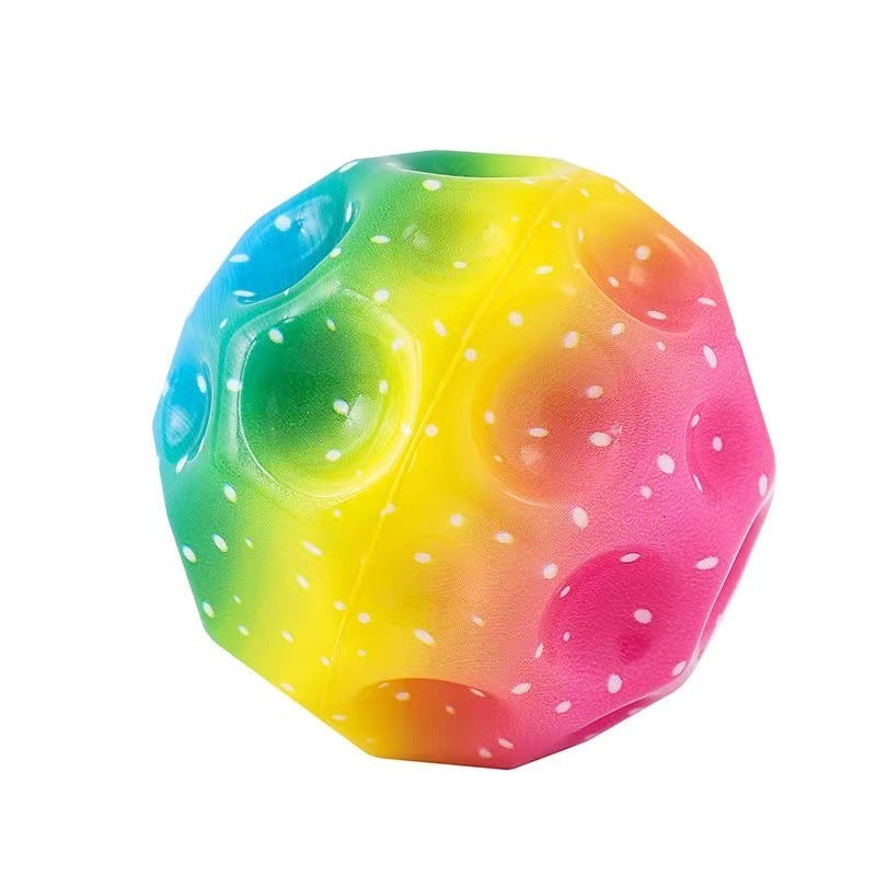 Boule à trous colorée, balle souple et rebondissante, Anti-chute, en forme de lune, poreuse, jouets d'intérieur pour enfants, balle élastique de conception ergonomique