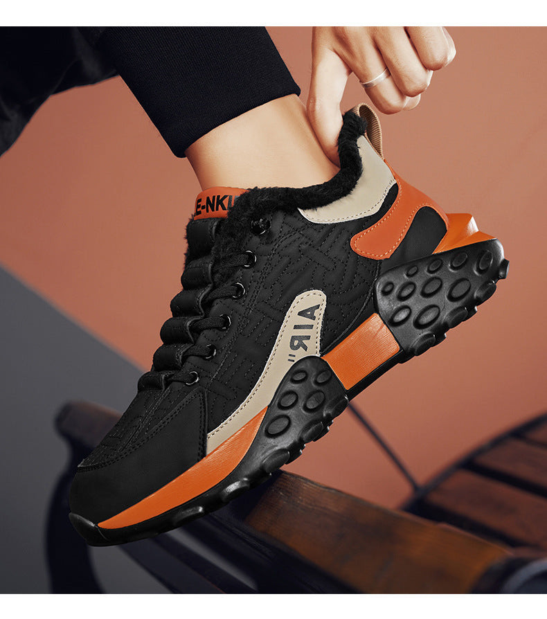 Chaussures de sécurité de travail décontractées à enfiler pour hommes, chaudes avec velours, hiver