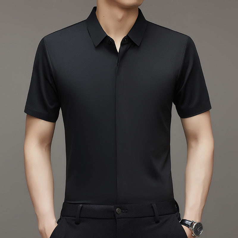 Pure Color Seamless Men's Shirt Business Casual