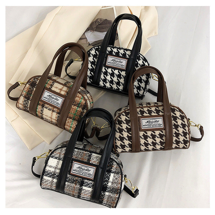 Women's Fashion Casual Houndstooth Shoulder Messenger Bag