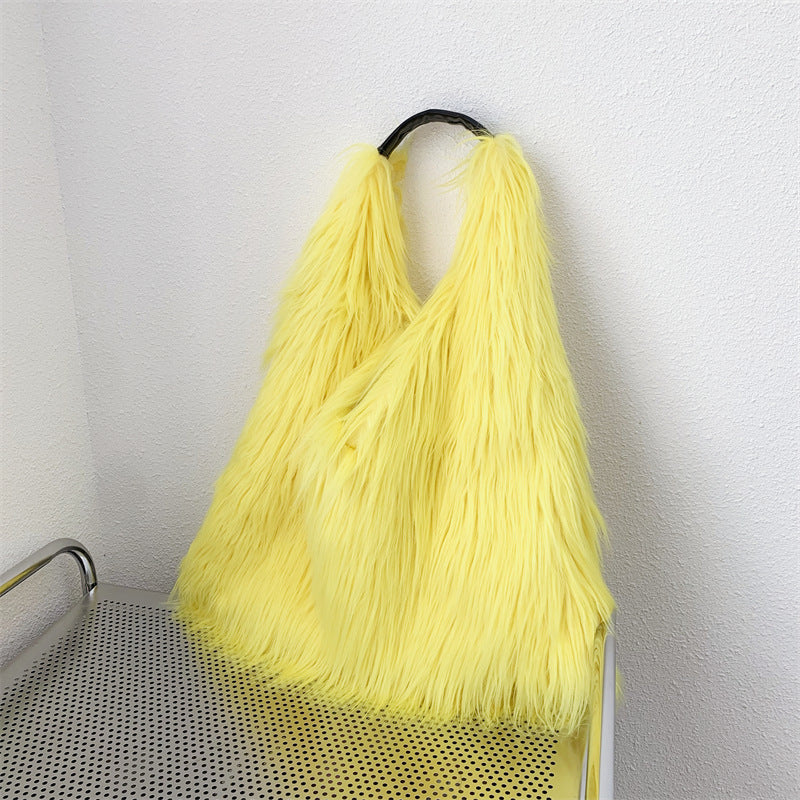 Sac fourre-tout en peluche à une épaule en laine d'eau