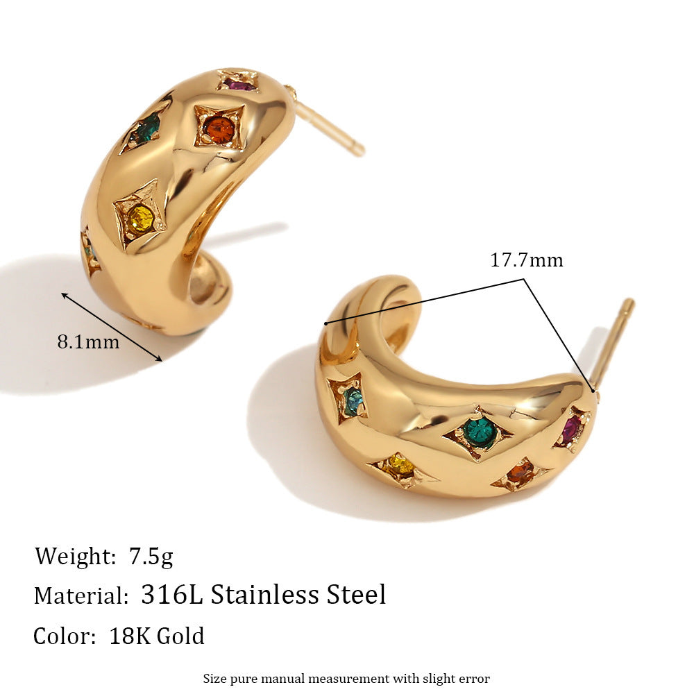 Boucles d'oreilles mode étoile Zircon lune