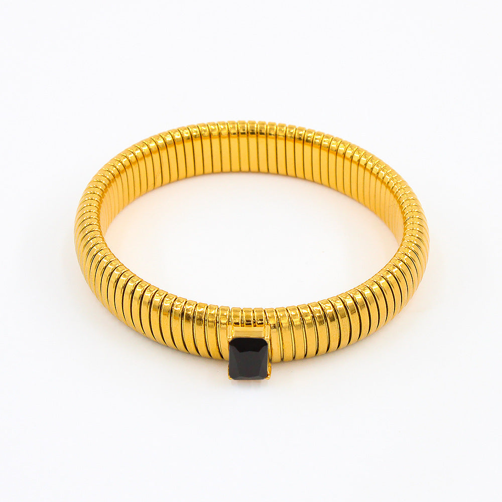 Titanium Steel Square Zircon INS18K Gold Bracelet