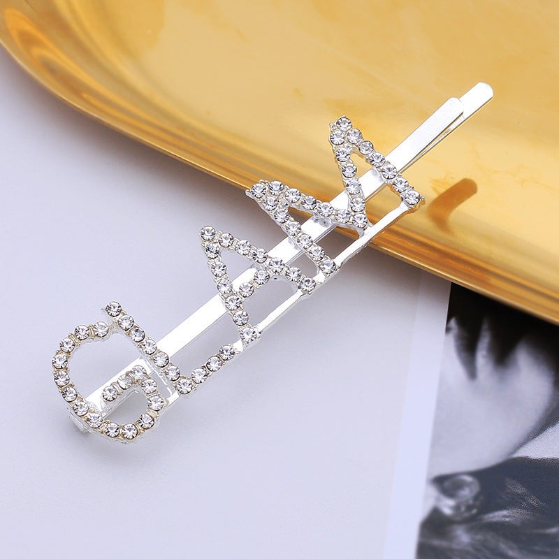 Letra Clip lateral Flequillo Diamante de imitación