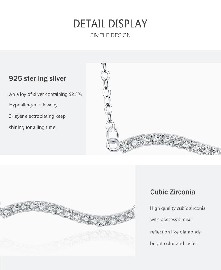 Wavy Micro Rhinestone Necklace For Women