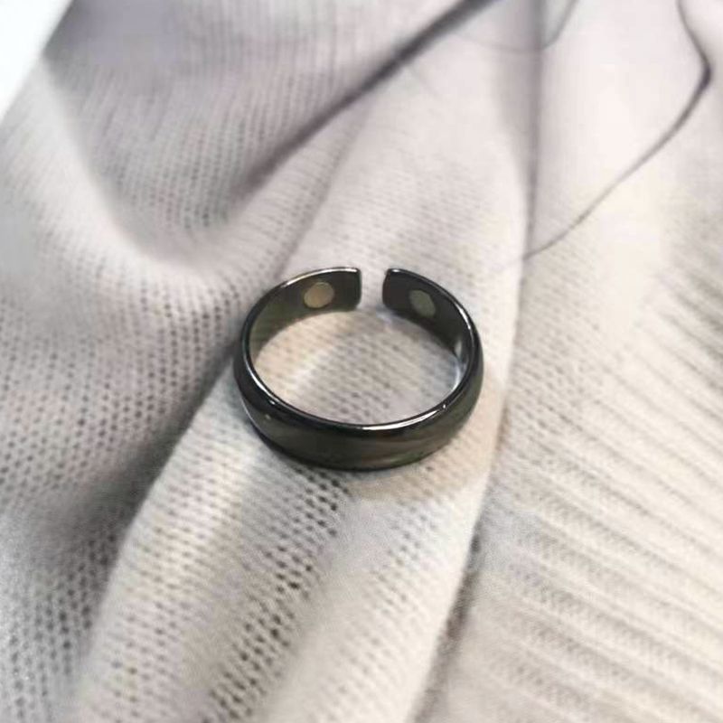 Anillo magnético abierto magnético personalizado de oro rosa galvanizado para hombre