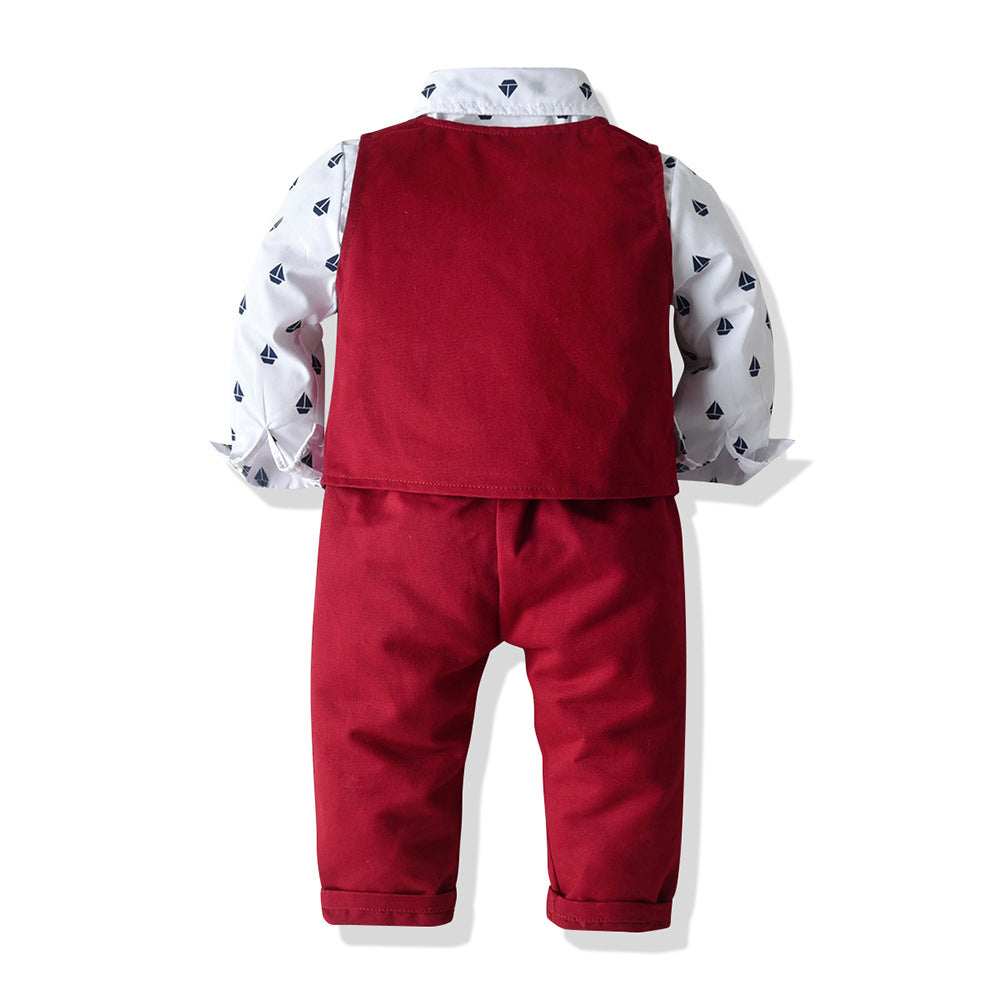 Costume chemise et pantalon à manches longues pour enfants garçons