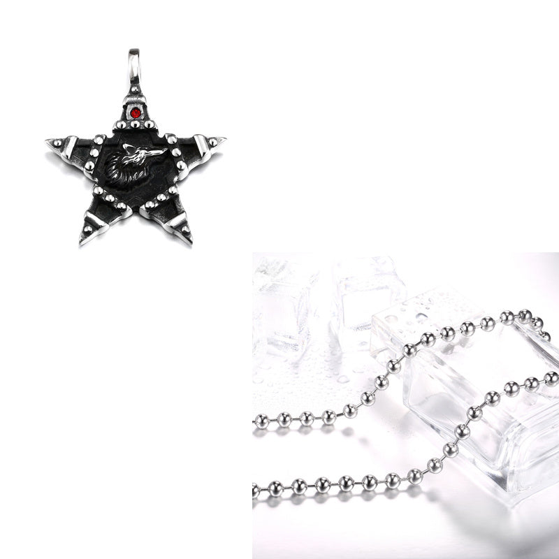 Chaîne de perles en acier titane, collier tête de loup Viking