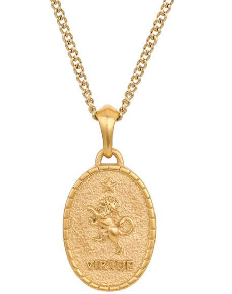 Collar con colgante chapado en oro de 18 quilates con moneda de acero inoxidable y brújula para hombre