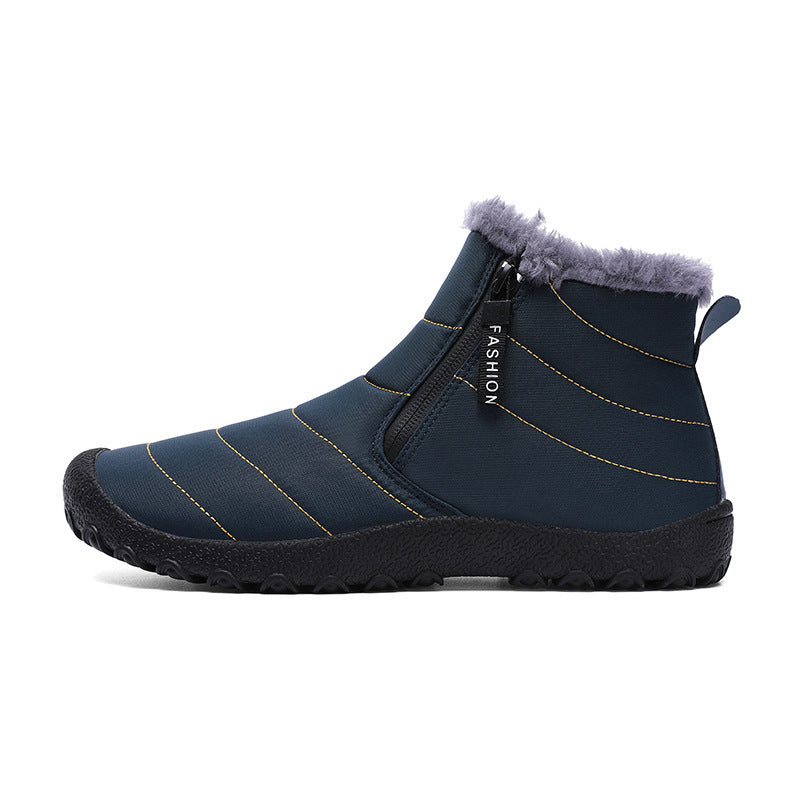 Zapatos de algodón térmico para exteriores, zapatos de invierno con forro polar y cremallera para hombre
