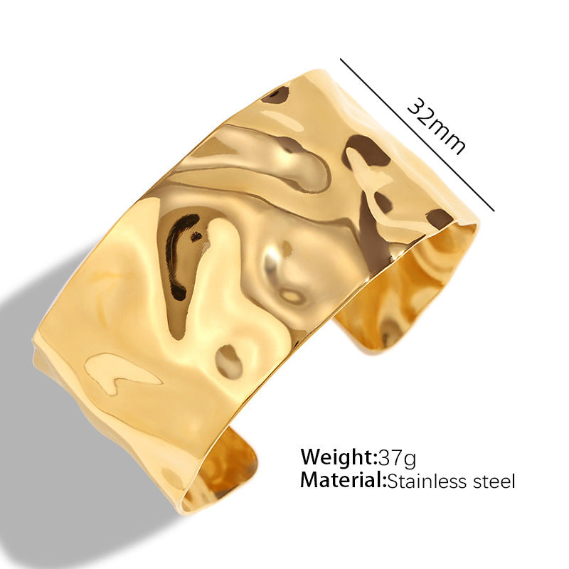 Pulsera abierta de acero de titanio exagerada personalizada europea y americana