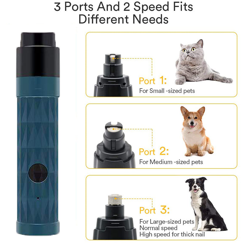 Polisseuse à ongles électrique pour animaux de compagnie, avec lumière, pour le nettoyage des chiens et des chats, produits pour animaux de compagnie