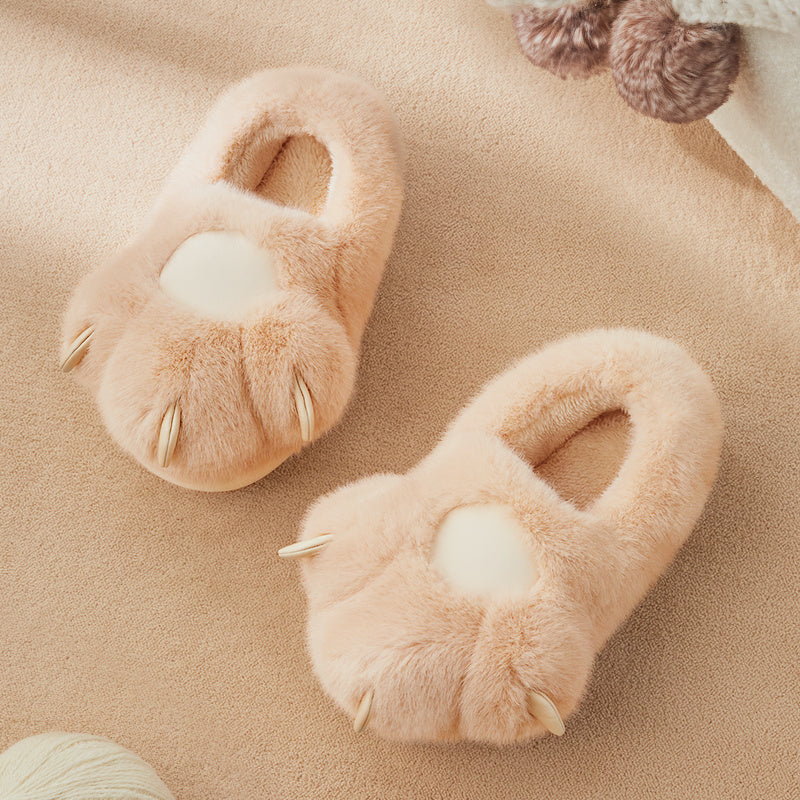 Pantoufles mignonnes en coton à griffes de chat