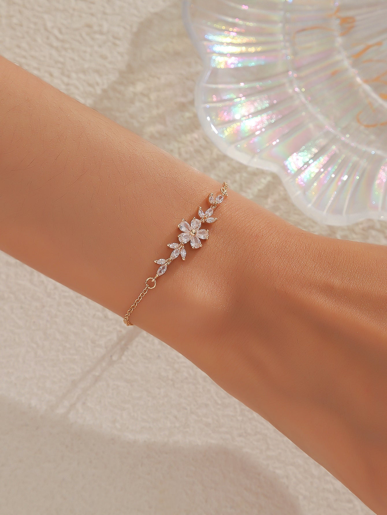 Diamond Flower Leaf Bracelet Niche Temperament Simple