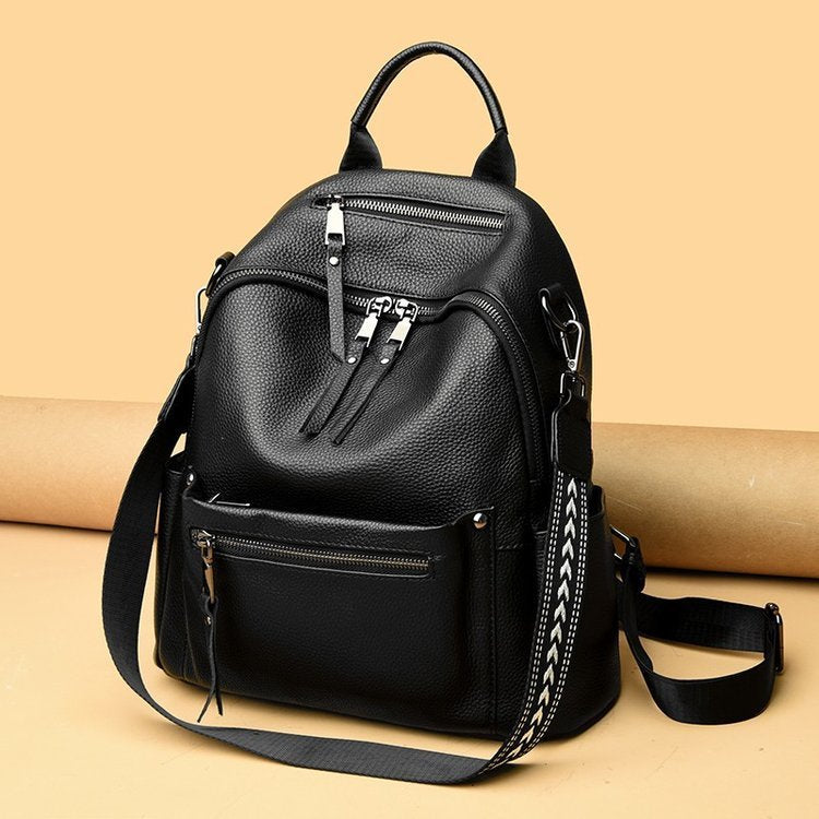 Sac à dos en cuir de vache pour filles, cartable de voyage de grande capacité, Style collégial, à la mode, assorti avec tout