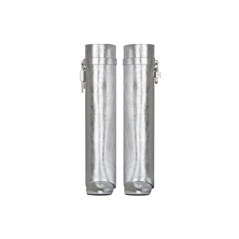 Bottes montantes compensées à bout pointu, chaussures pour femmes de grande taille