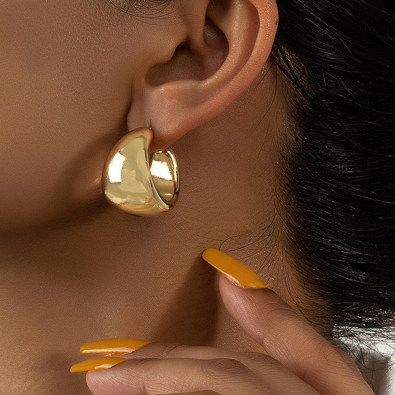 Boucles d'oreilles créoles en forme de C, simples, de style européen et américain