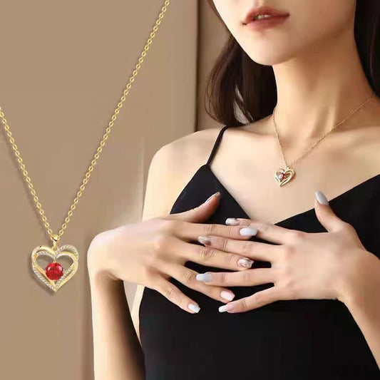 Necklace Female Red Sapphire Pendant Clavicle Chain Jewelry