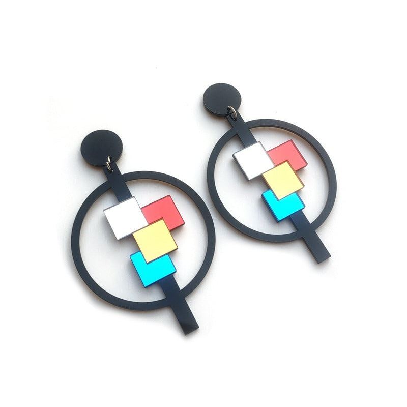 Round Color Mirror Acrylic Earrings