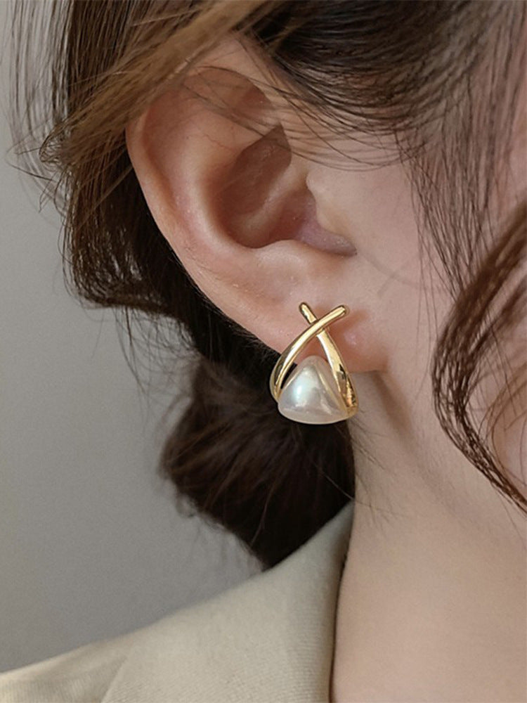 Boucles d'oreilles en perles croisées, tempérament de mode