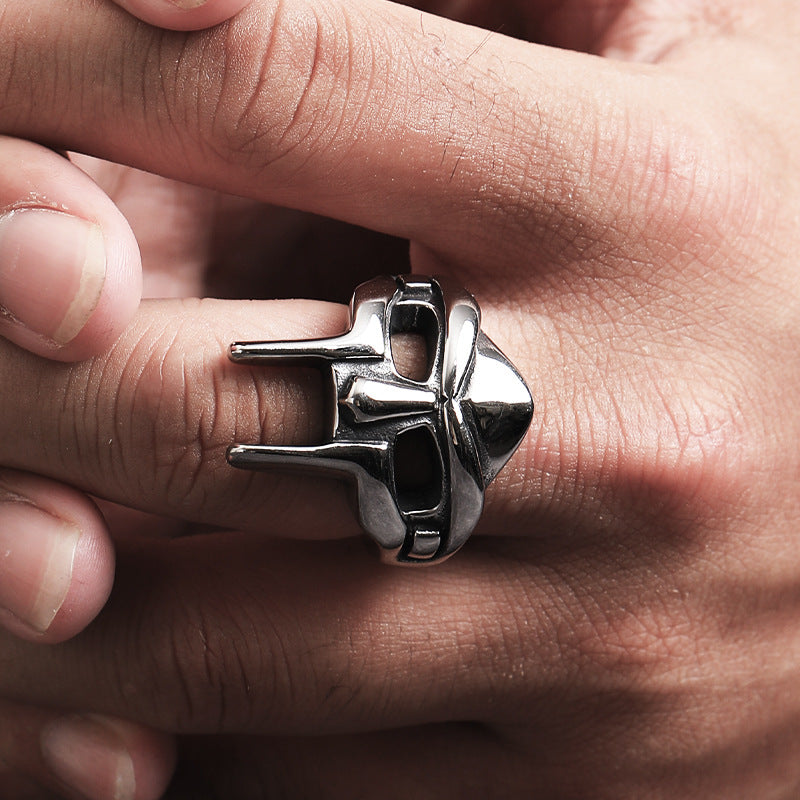 Bague en acier titane tête fantôme dominateur Hip Hop