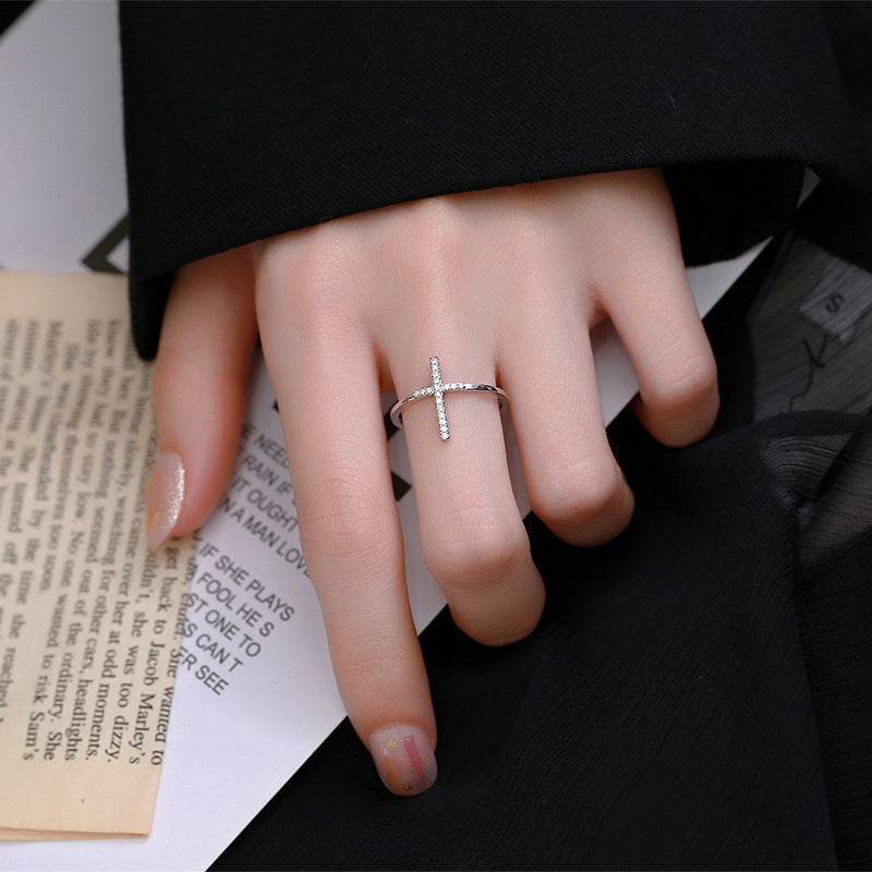 Bague ouverte croisée de Style INS européen et américain pour femme, bague ouverte en argent Sterling 925, conception de Niche