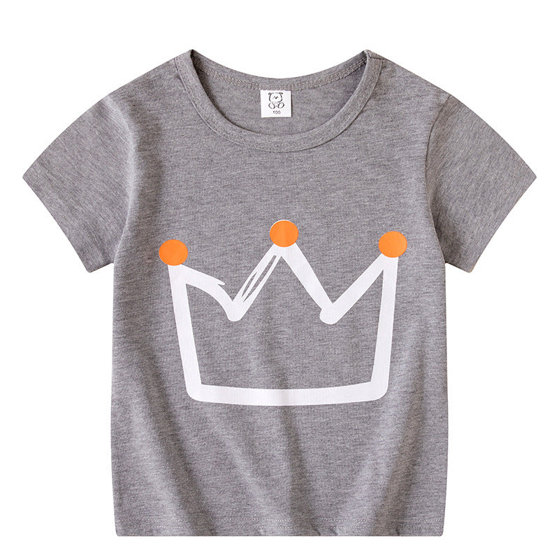 T-shirt à manches courtes pour enfants, garçons et filles, haut à manches mi-longues avec dessin animé