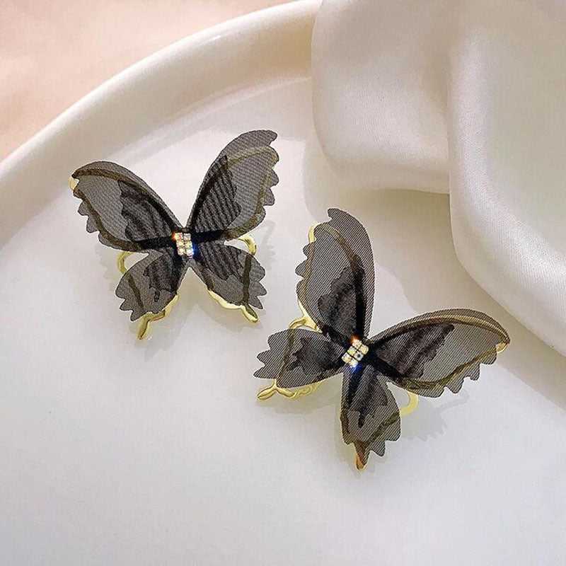 Clous papillon en maille creuse avec aiguille en argent sterling, super fée romantique française