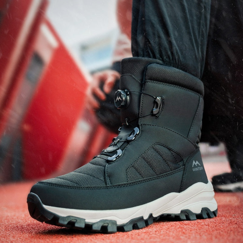 Botas de nieve con botones para hombre y mujer gruesas con forro polar