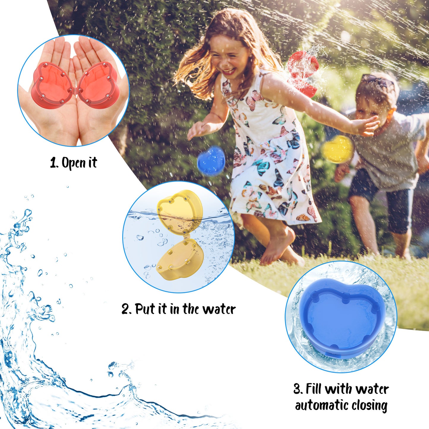 Joint magnétique de ballon d'éclatement d'eau réutilisable d'injection d'eau d'été pour enfants