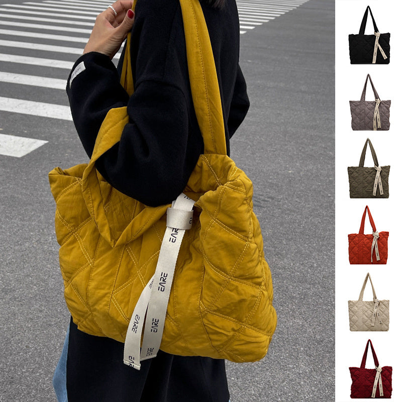 Sac fourre-tout d'hiver pour femmes, sac à bandoulière en losange de couture, sac de Shopping de grande capacité, sacs à main personnalisés, 2023
