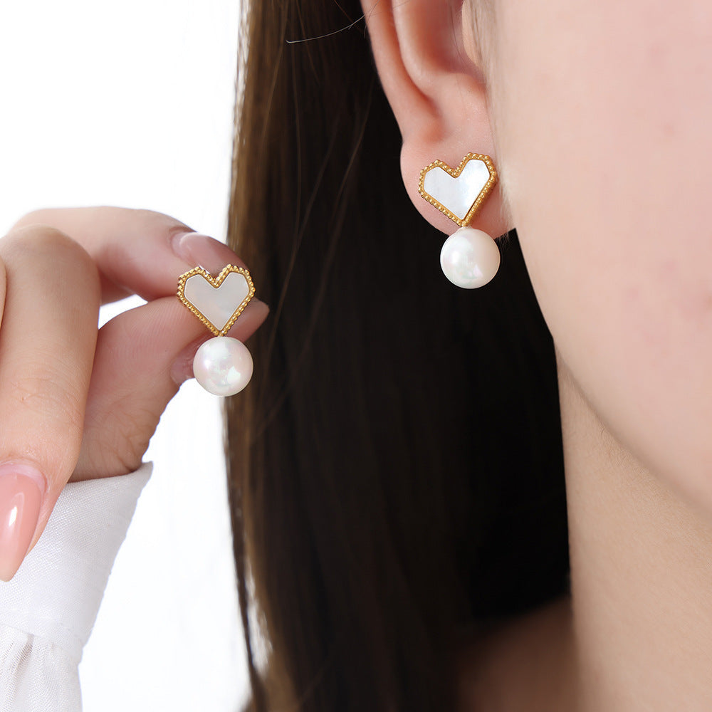 Peach Heart Acrylic Titanium Steel 18K Gold Plated Women's Jewelry Set