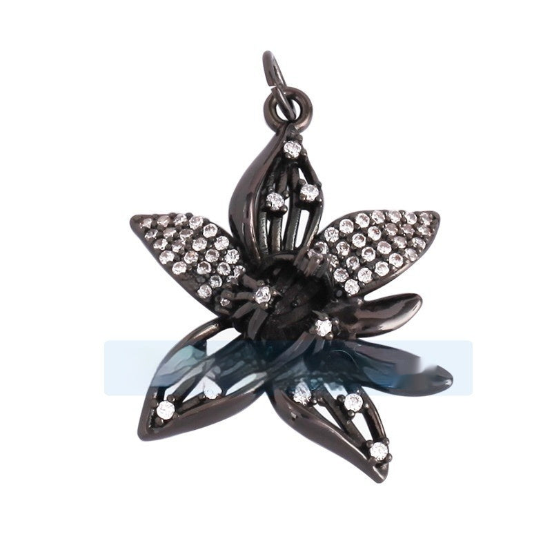 Pure Copper Micro-inlaid Color Flower Zircon Hollow Glossy Flower Listing