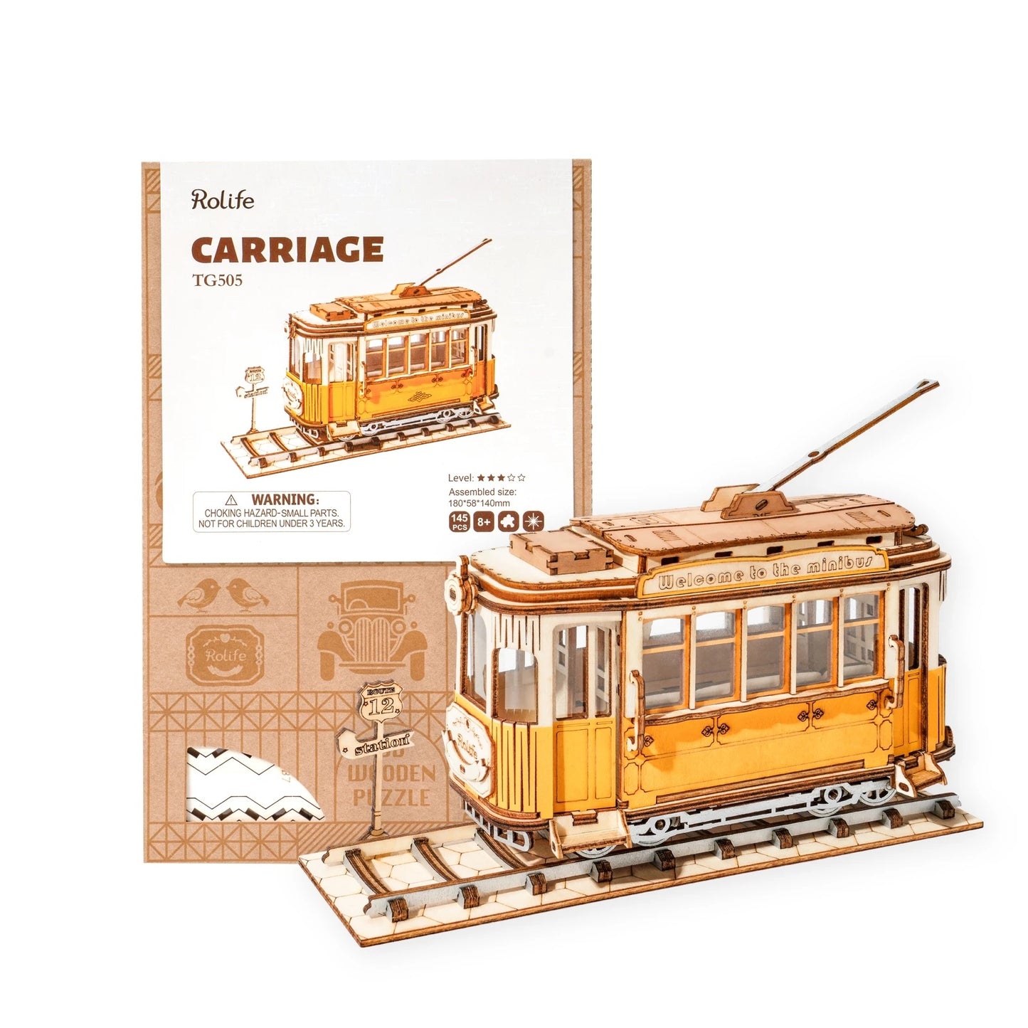 Robotime Rolife – modèle de tramway Vintage 3D, Puzzle en bois, jouets pour enfants, cadeaux de noël et d'anniversaire, TG505, livraison directe