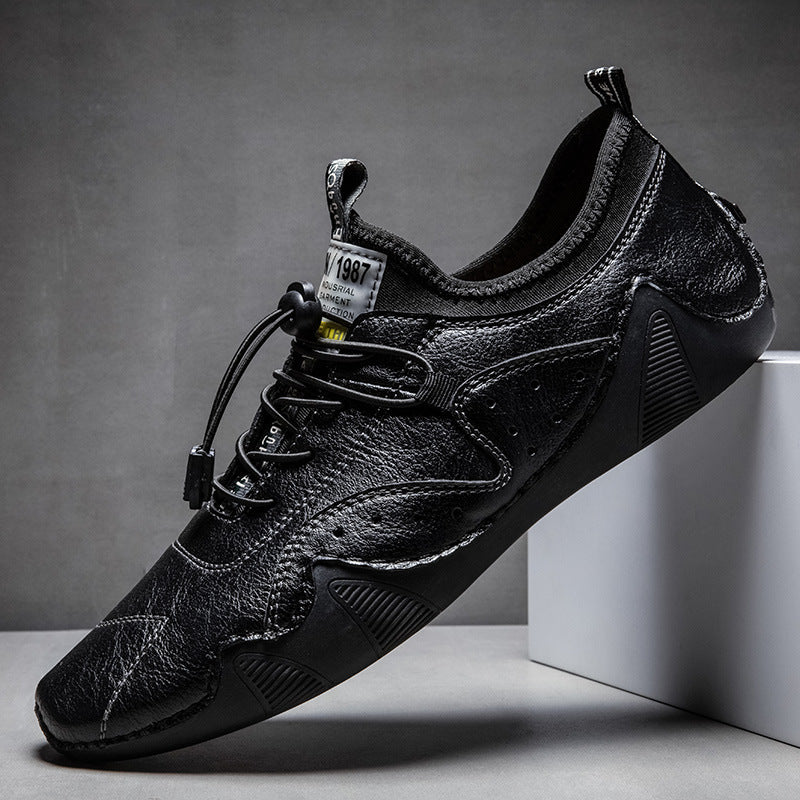 Chaussures en cuir décontractées respirantes et polyvalentes pour hommes